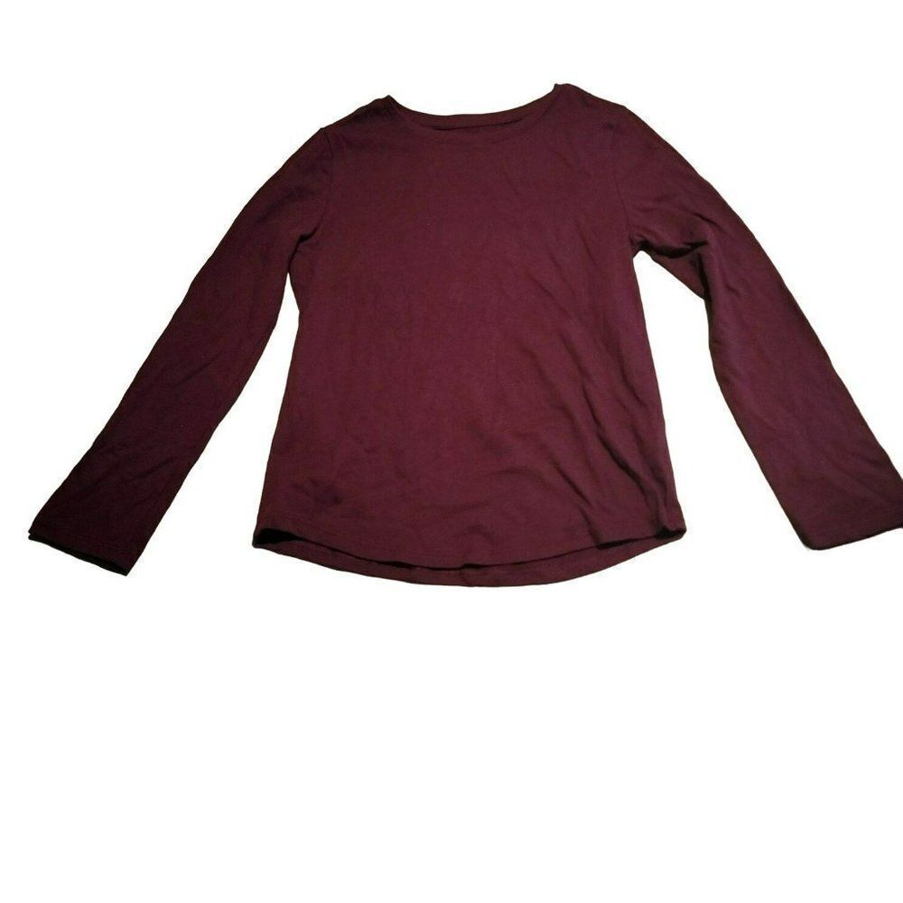 Wonder Nation Girls Burgundy Long Sleeve Crew Neck Pullover T Shirt Size M 7-8